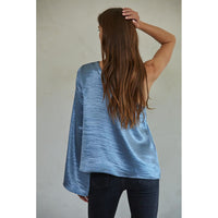 Cecily One Shoulder Top in Blue Teal