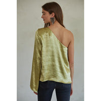 Cecily One Shoulder Top in Olive Gold