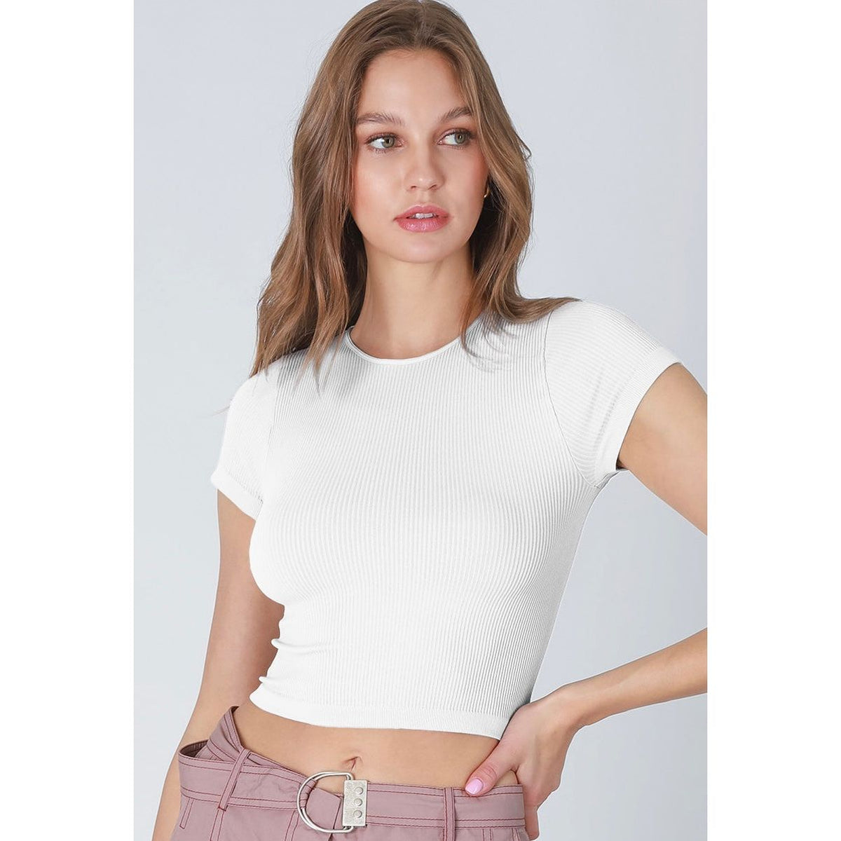 Ribbed Baby Tee (White or Fig)