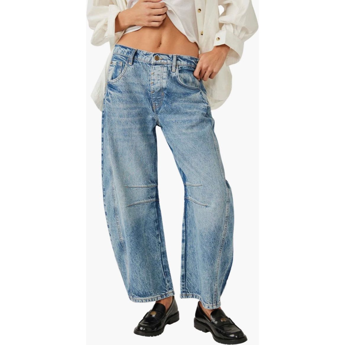 We The Free Good Luck Mid-Rise Barrel Jeans