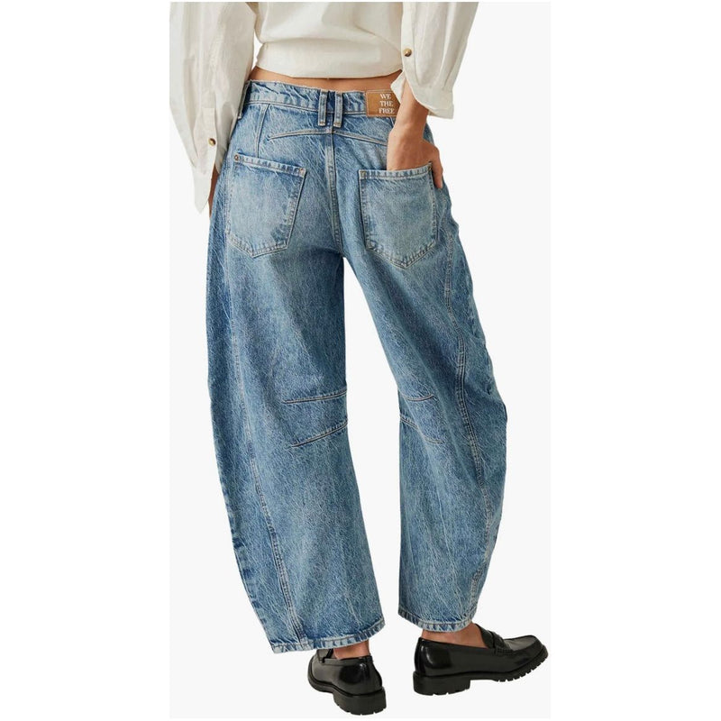 We The Free Good Luck Mid-Rise Barrel Jeans