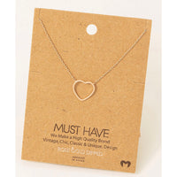 Heart Outline Pendant Necklace (Rose Gold or Gold)