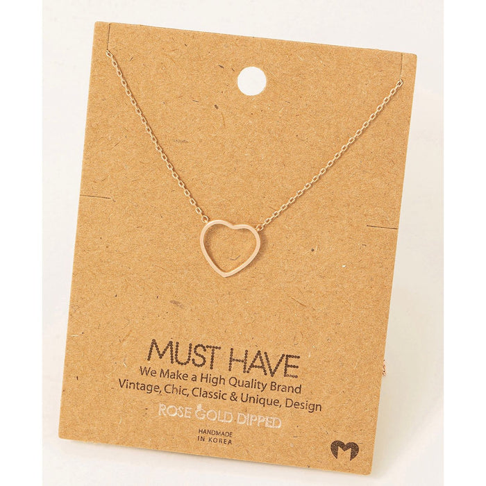 Heart Outline Pendant Necklace (Rose Gold or Gold)