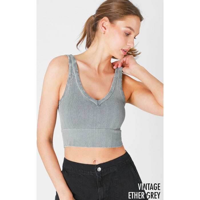 Vintage Reversible Herringbone Crop Top (4 Colors)