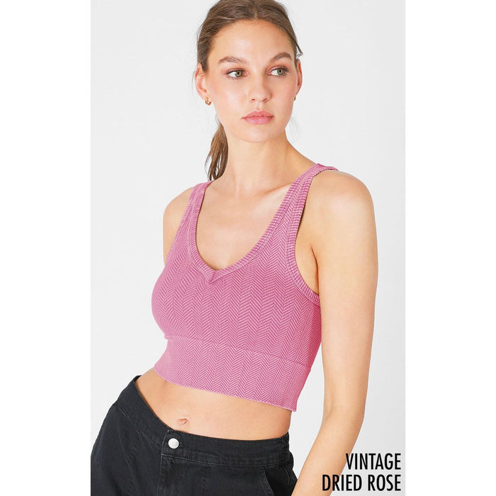 Vintage Reversible Herringbone Crop Top (4 Colors)