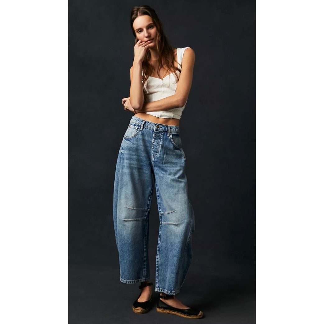 We The Free Good Luck Mid-Rise Barrel Jeans