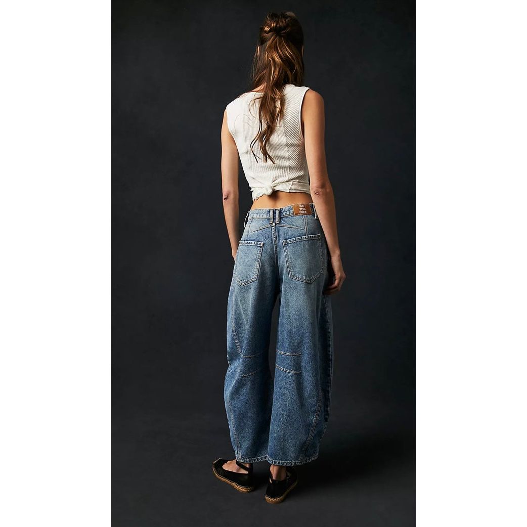 We The Free Good Luck Mid-Rise Barrel Jeans