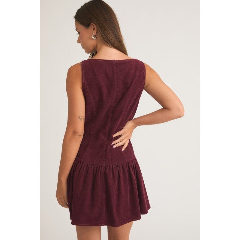 Red Wine Corduroy Dress