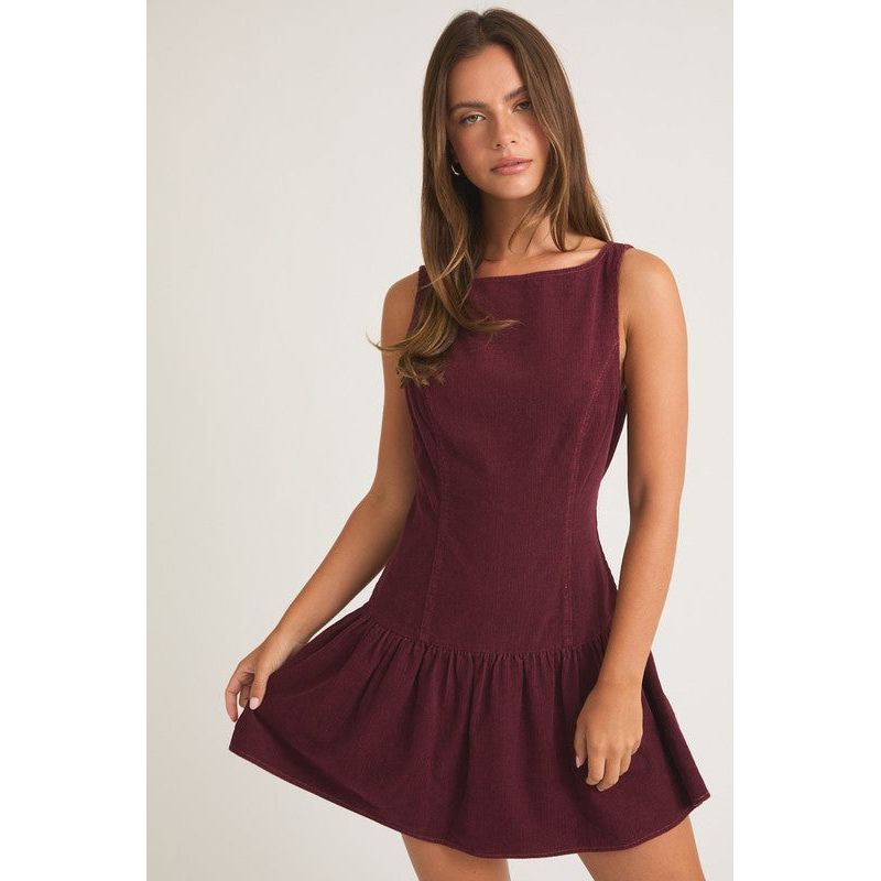 Red Wine Corduroy Dress