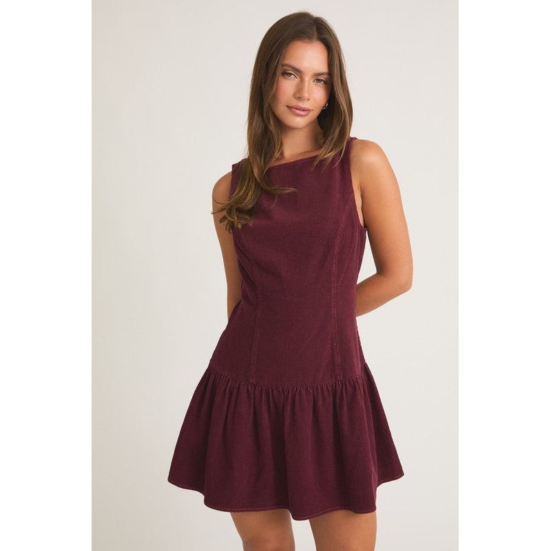 Red Wine Corduroy Dress