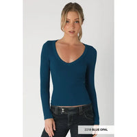 V Neck Ribbed Top (5 Colors)